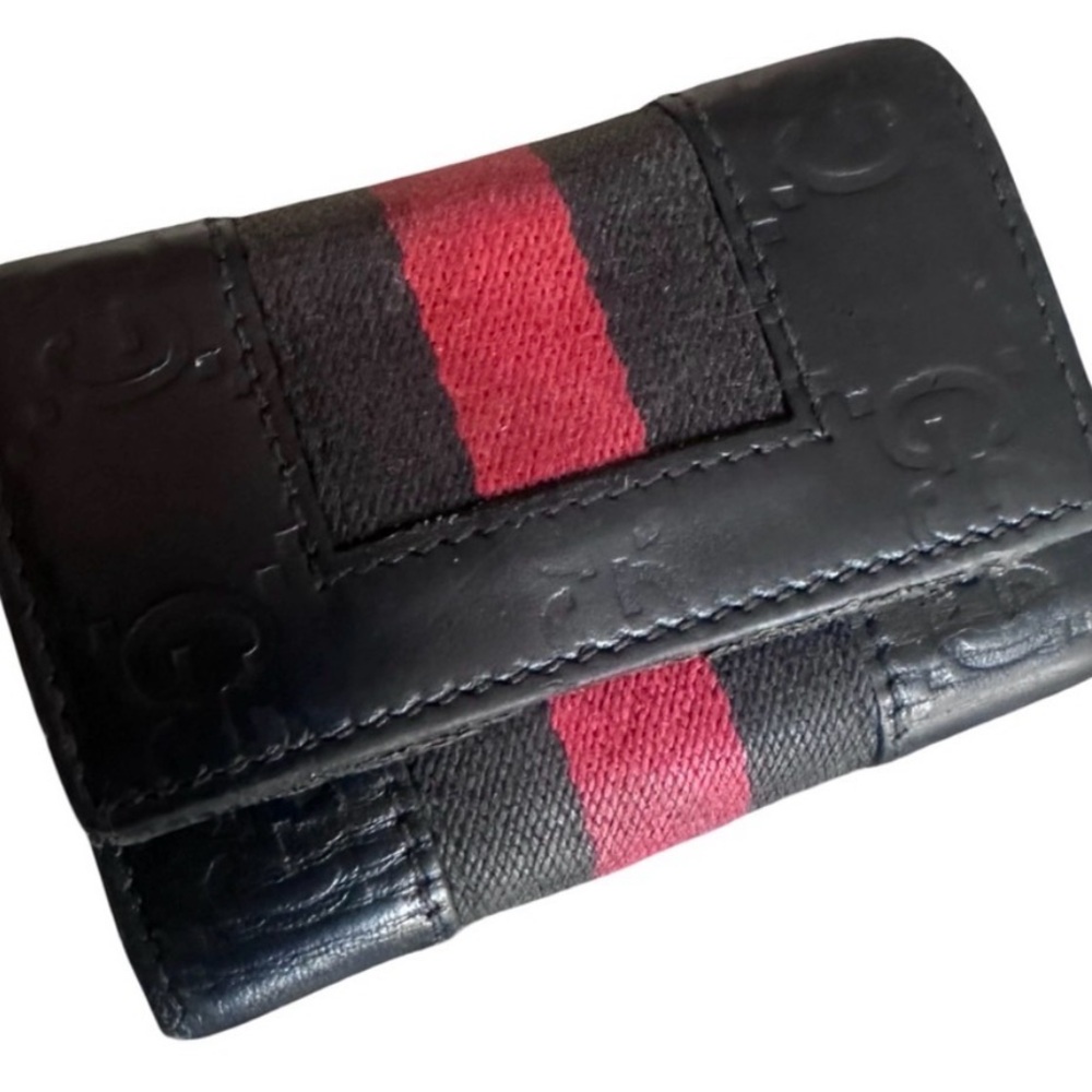 Gucci Black and Red Key & Card Holder